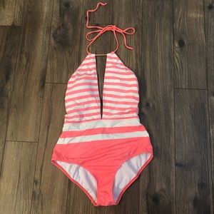 Ted Baker Plunge Front Halter Swimsuit